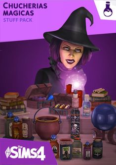 an image of a witch with stuff on the table