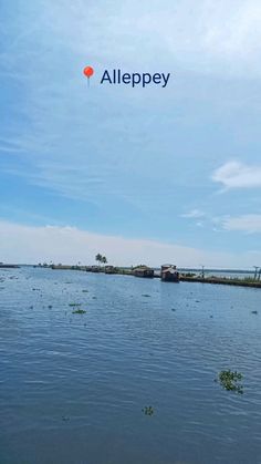 a body of water with boats floating on it and the words allepy above them