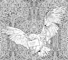 a black and white drawing of a bird with wings spread in front of an ornate background