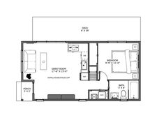 the floor plan for a two bedroom apartment with an attached kitchen and living room area