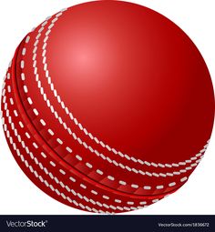 a red cricket ball with white stitchs on it