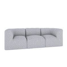 the three seat sofa is in grey fabric