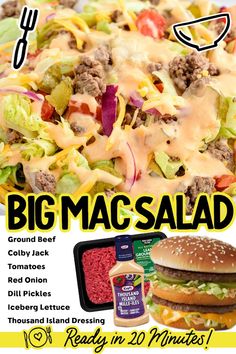 the big mac salad recipe is shown on an iphone screen, and it's ready to be eaten