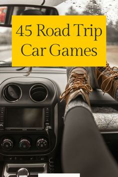 A cozy road trip scene with boots on the dashboard, showcasing road trip car games for adults to enjoy during long drives Road Trip Car Games, Car Ride Games, Family Road Trip Games, Car Ride Activities, Kid Road Trip Activities, Road Trip Games For Kids, Fun Road Trip Games, Car Games For Kids, Trip Games