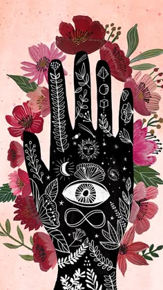 a hand that has flowers on it with the words peace written in front of it