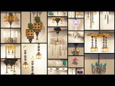 a collage of photos showing different types of lights and objects in minecraft style