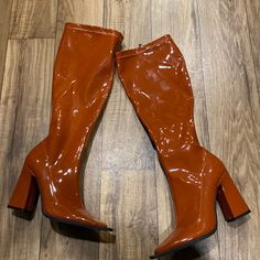 Bought Off Pretty Little Thing And Never Worn Except For The House! Just Didn’t Have A Use For Them Anymore, So Cute For Fall :) Orange Fall Boots, Cute Orange Shoes, Orange Boots, Orange Shoes, Fancy Shoes, Girly Shoes, Pretty Little Thing, Orange Brown, Orange Blossom