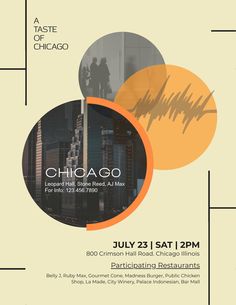 an event poster for chicago with three circles