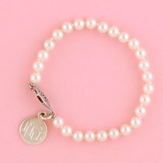 monagram pearls Monogramed Gifts, Unique Monogram, Cultured Pearl Bracelet, Summer Loving, Silver Monogram, Length Measurement, Monogram Jewelry, Custom Wedding Gifts, Cross Bracelet