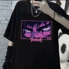 Camiseta Harajuku Con Estampado De Ojos De Anime Para Mujer, Camiseta Y2k, Camiseta De Verano Berserk Guts, Ropa De Moda, Tops De Manga Corta Guts Anime, Anime Berserk, Berserk Guts, Harajuku Anime, Spring T Shirts, Autumn T Shirts, Eye Print, Boxing T Shirts, Top Shirt Women