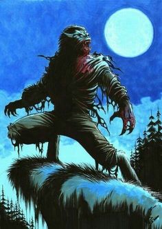 a painting of a bigfoot standing on top of a hill