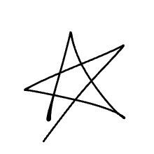 a black and white drawing of a star with one point at the center, on a white background