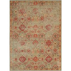 Nourison Somerset ST90 Light Green/Red/Beige Indoor Area Rug - 7'9 x 10'10 Nourison Rugs, Ancient Persian, Gold Rug, Green Area Rugs, Red Area Rug, Exquisite Rugs, Traditional Area Rugs, Contemporary Rugs, Contemporary Area Rugs