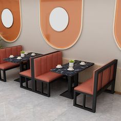 an image of a restaurant setting with tables and booths set up for two people to eat