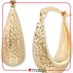 in stock Macy's Yellow Gold Oval Earrings, Macy's Oval Yellow Gold Earrings, Oval Hoop Earrings, Chunky Hoop Earrings, Jewelry Repair, Fine Jewellery Earrings, Online Jewelry, Women's Earrings, Jewelry Watches