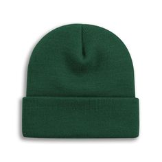 a green beanie hat on a white background