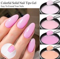 MEET ACROSS Solid Nail Tips Gel 5g Transparent Pink UV LED Function Gel UV Lamp Nail Extension Gel Nail Art Gel, Uv Lamp, Uv Led, Nail Tips, Led