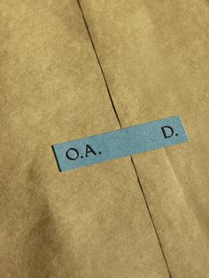 a piece of paper that says oa d on it