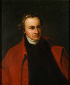 a painting of a man in a red coat