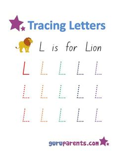 the letter l is for lion worksheet with an image of a lion on it