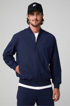 The Don Everyday Bomber FL2 blue male Activewear >> Mens >> Top >> Jackets & Vests Don RepelKnit regular Golf 4-Way Stretch/Breathable/Cell Phone Pocket/Hidden Pockets/Mildew Resistent/Quick-Dry/Recycled Materials/Water-Repellent/Zip Pockets Blue Relaxed Fit Athleisure Outerwear, Mens Top, Golf 4, The Don, Got Your Back, Mens Activewear, Blue Jacket, Your Back, Jacket Tops