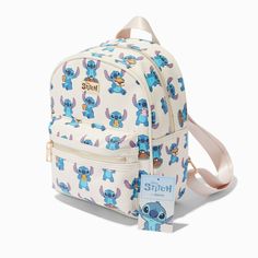 Disney Stitch Claire's Exclusive Cozy Backpack Stitch School, Stitch Merchandise, Disney Bags Backpacks, Lilo And Stitch Merchandise, Stitch Backpack, Disney Bags, Bff Necklaces, Mini Backpacks, Stitch And Angel