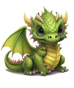 a green dragon sitting on the ground