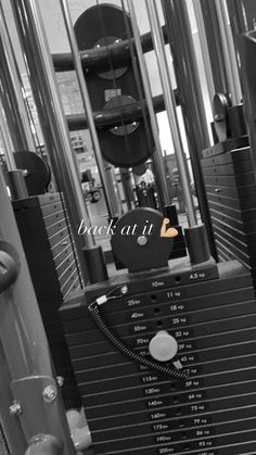 there are many different machines in the gym with their numbers on each side and an orange sign that says break out