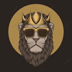 a lion wearing sunglasses and a crown