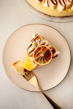 a slice of lemon meringue pie on a plate