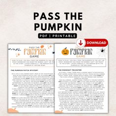 a page from the pumpkin magazine with text that reads pass the pumpkin pdf printable