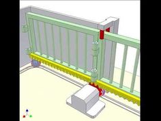 a drawing of a gate with red tape on the bottom and yellow bars at the top