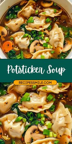 Yummy Homemade Dinners, Potstickers Soup With Mushrooms, Potstickers Recipe Soup, Soup Recipes With Dumplings, Get Better Soup Recipes, Soup With Potstickers, Mini Wonton Soup Recipe, Potstickers Soup Recipe, Pot Sticker Soup With Mushrooms