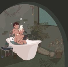 a man and woman are in the bathtub