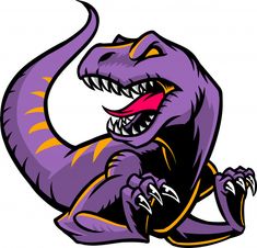 an image of a purple dinosaur mascot