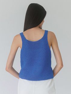 Editor's NotesPaper Sleeveless Knit Top Blue from KNITLY is a sleeveless T-shirt made from Japan's SAWANDA's exclusive camifine paper yarn. It can be worn alone or layered with a T-shirt.- Relaxed fit- Lightweight fabric- Round neck- High quality stitchesMeasurements (in.)- 0- Length: 18.8 in.- Shoulder: 10.6 in.- Chest: 17.3 in.- Arm hole: 8.2 in.*Model Information- Height: 5'6 Waist: 25 Size: 0Composition & Care- 62% Japanese Paper, 38% Polyester- Dry Clean OnlyDesigner- by KNITLY Paper Yarn, Sleeveless Knit Top, Sleeveless Knit, Sleeveless T Shirt, Japanese Paper, Sleeveless Tshirt, Athletic Tank Tops, Knit Top, Relaxed Fit