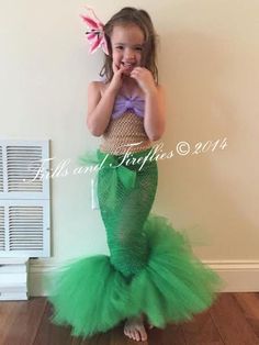 Little Mermaid Tutu Costume Set w/Flower Hair Clip, Tail is ... Dark Costumes, Mermaid Tutu, Ariel Costumes, Mermaid Halloween, Halloween Clothing, Mermaid Theme Party, Mermaid Outfit, Mermaid Parties, Little Mermaid Birthday