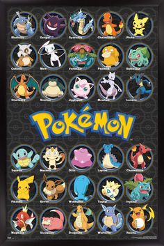 pokemon poster with all the different types of pikachu