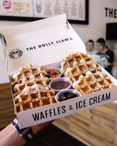 waffles and ice cream are in a box