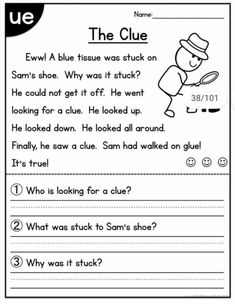 the clue worksheet for students to learn how to read and understand what they are