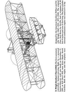 an old fashioned airplane is shown in this black and white drawing, with the caption below it