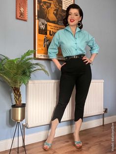 Castaway Pants Black from Vivien of Holloway The 50s Fashion, Pedal Pushers, Halterneck Top, Sloppy Joe, Halter Neck Top, 50s Fashion, 1950s Fashion, Edgy Outfits, Dress Trousers