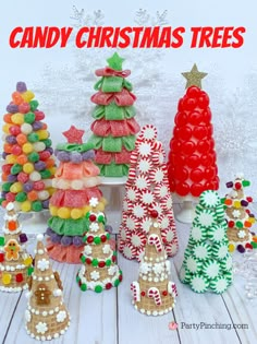 candy christmas trees made out of marshmallows are featured in the book, easy to make dollar tree candy christmas trees