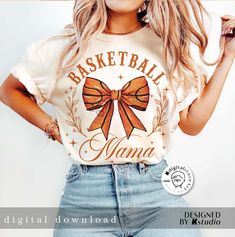 Print Shop Ideas, Football Mom Outfit, Fall Coquette, Basketball Cheers, Games For Moms, Coquette Bow Png, Retro Basketball, Bow Png, Spirit Shirts