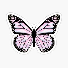 a pink butterfly sticker on a white background