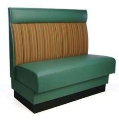 a green chair with wooden slats on the back