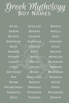 the greek mythology boy names poster