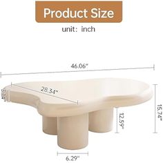 the product is shown with measurements for each item, including an oval shaped table top