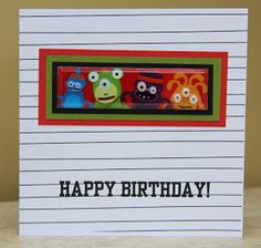 a happy birthday card with monsters on it