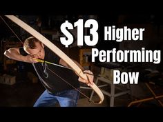 a man holding a surfboard with the words $ 13 higher performing bow